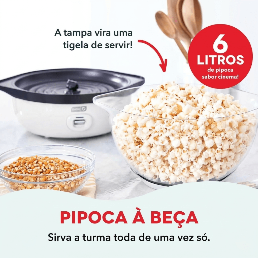Pipoqueira CinePop Giratória 2 em 1 de 6 Litros Bivolt - Branco - Imagem 2