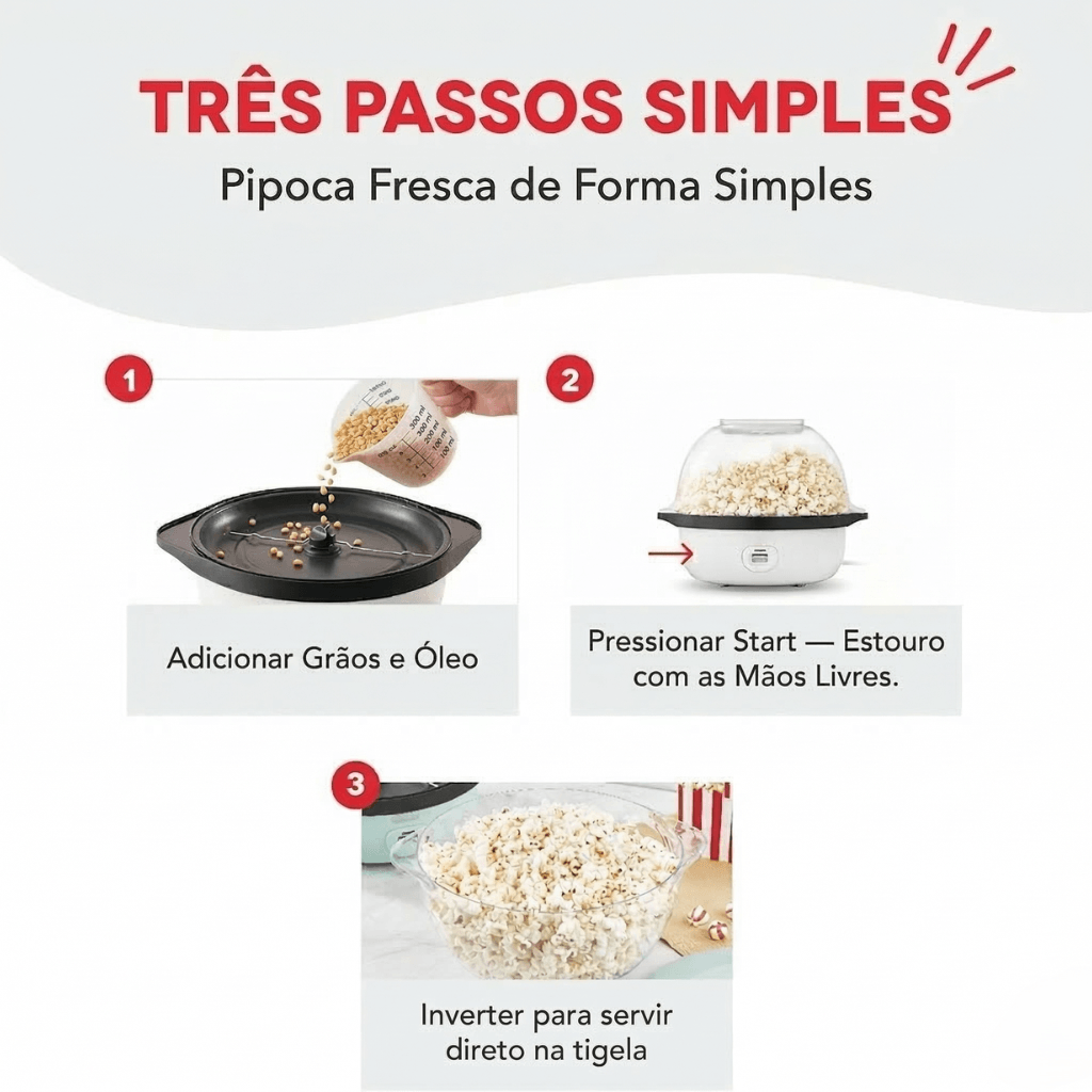 Pipoqueira CinePop Giratória 2 em 1 de 6 Litros Bivolt - Branco - Imagem 4