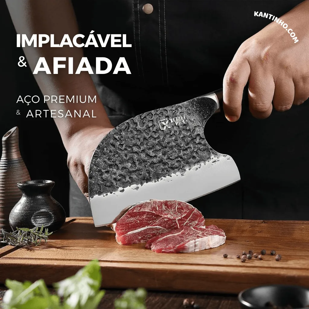 Kit Chef Nakiri Santoku 9 Peças com Tábua de Corte - Aço Carbono + Bolsa - Imagem 3