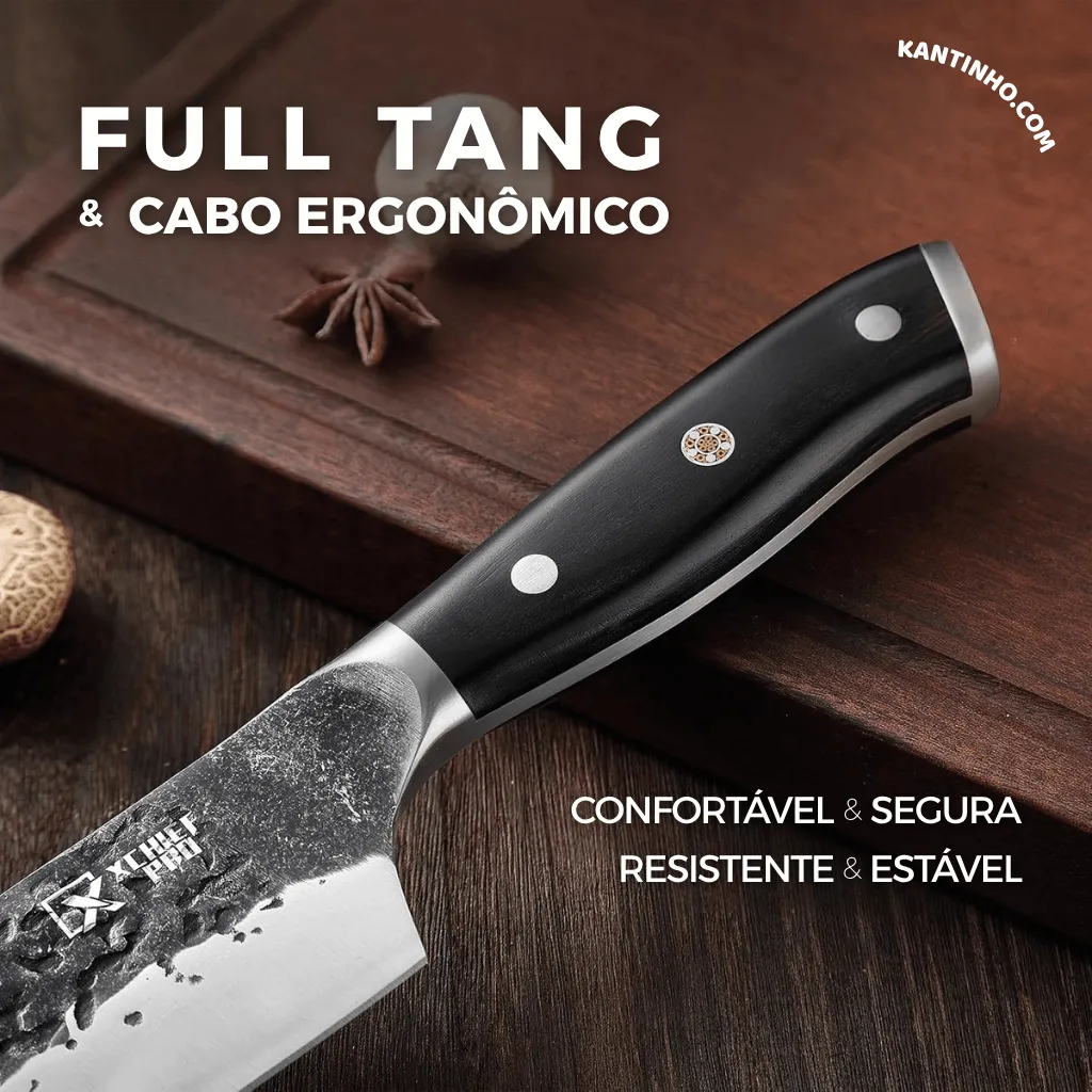 Kit Chef Nakiri Santoku 9 Peças com Tábua de Corte - Aço Carbono + Bolsa - Imagem 19